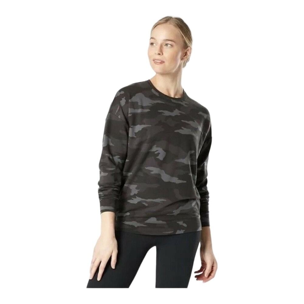 Athleta Studio To Street Black Athleisure Athletic Casual Camo Sweatshirt